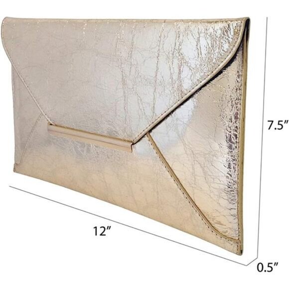 Crushed Metallic Envelope Clutch - Picture 3 of 7